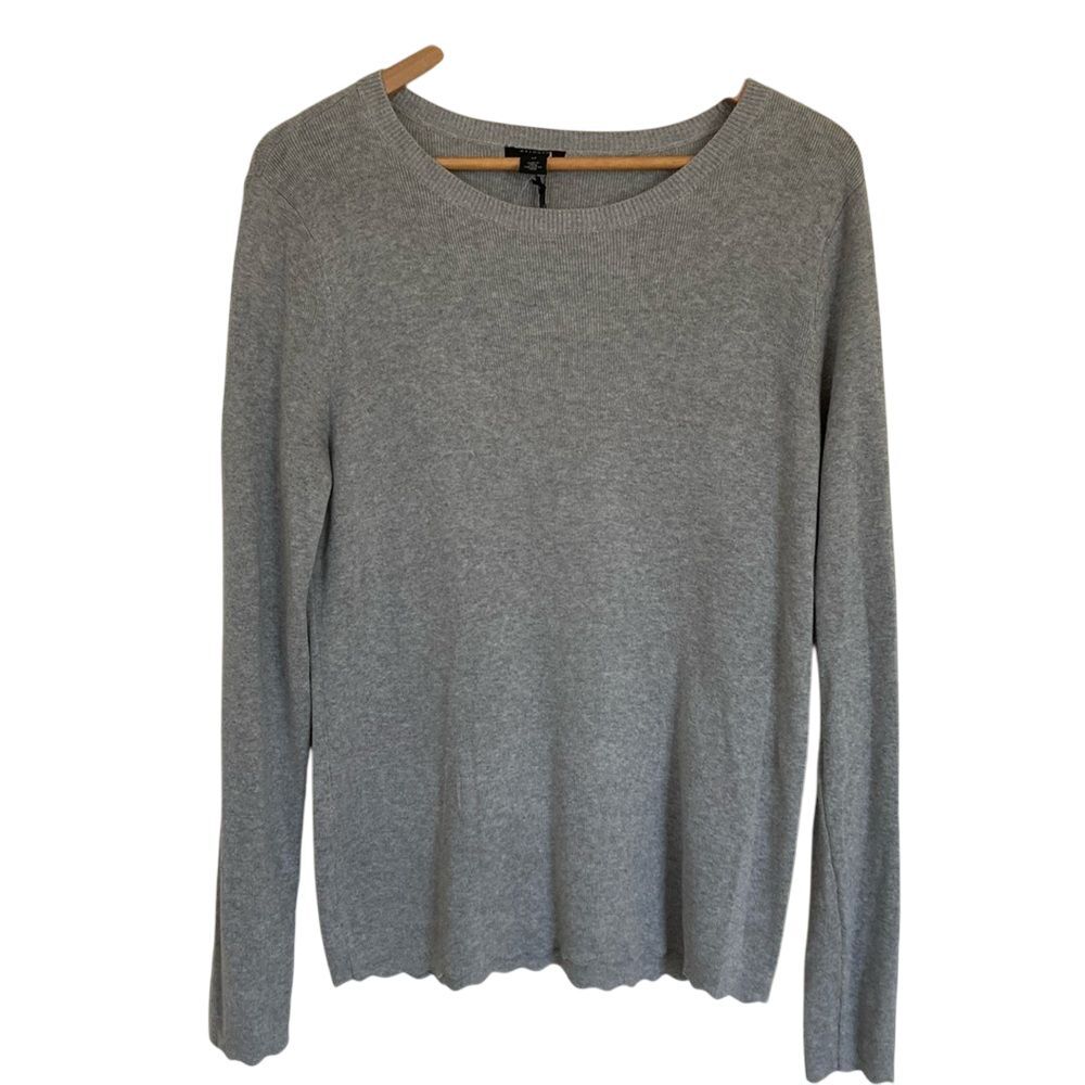 Halogen Womens Pullover Long Sleeve Organic Cotton Sweater Size xl Grey Classic